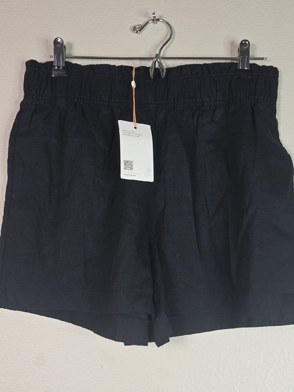 Quince Black High-Waist Linen-Blend Women's Shorts